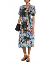 Johnny Was Damaris Floral-print Silk Midi Dress In Blue