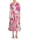 Johnny Was Daphne Tea Length Dress In Auroria In Multi