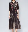Johnny Was Darcey Henley Tiered Shirt Dress With Slip In Black Multi In Multi