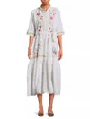 Johnny Was Darcey Henley Tiered Shirt Dress With Slip In Dahlia Stripe In Multi