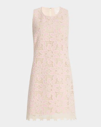 Johnny Was Darcy Sleeveless Floral Crochet Mini Dress In Pink