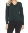 Johnny Was Dawn Metallic Whipstitch Sweater In Green In Green