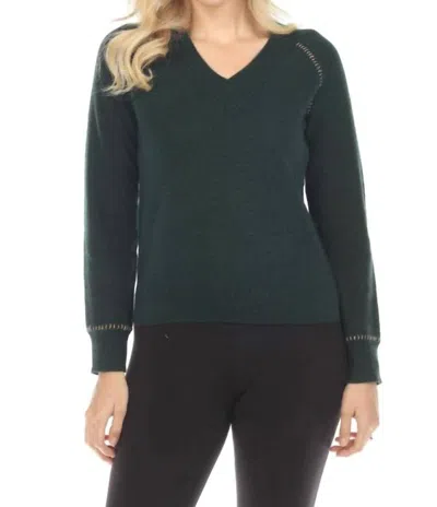 Johnny Was Dawn Metallic Whipstitch Sweater In Green
