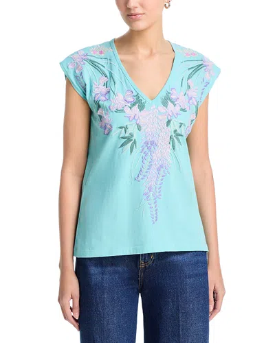 Johnny Was Deep V Tee In Blue