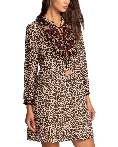 Johnny Was Deidre Silk Dress In Chestnut Leopard