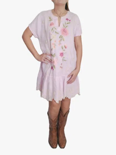 Johnny Was Della Relaxed Linen Flounce Dress In Light Lilac In Purple