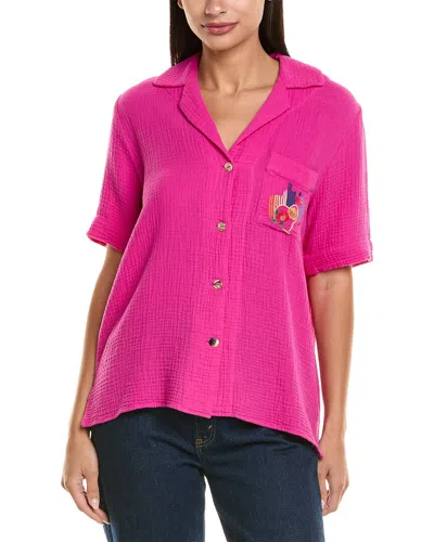 Johnny Was Desire Gauze Camp Shirt In Pink
