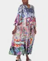 Johnny Was Dibble Tiered Dress In Denim Lace Scarf In Multi