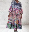 Johnny Was Dibble Tiered Dress In Denim Lace Scarf