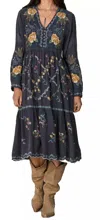 Johnny Was Dina Dress In Graphite In Blue