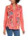 Johnny Was Dionne Relaxed Shirt In Living Coral