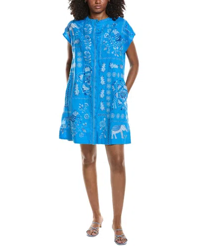 Johnny Was Dolman Linen Swing Tunic In Blue