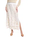 Johnny Was Domingo High Slit Linen Maxi Skirt In White
