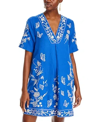 JOHNNY WAS DOMINGO LINEN EMBROIDERED DRESS