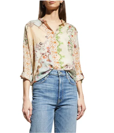 Johnny Was Downtown Seline Button Down Top In Multi In Brown