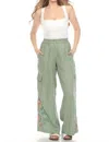 Johnny Was Drawstring Hem Cargo Pant Marisol In Hedge Green In Green