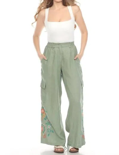 Johnny Was Drawstring Hem Cargo Pant Marisol In Hedge Green