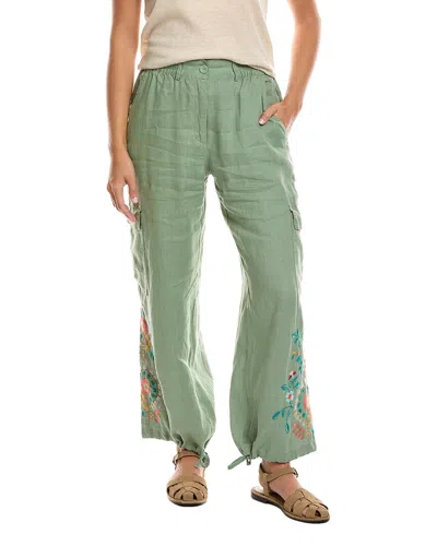 Johnny Was Drawstring Hem Linen Cargo Pant In Black