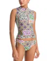 Johnny Was Drawstring Surf Shirt In Multi