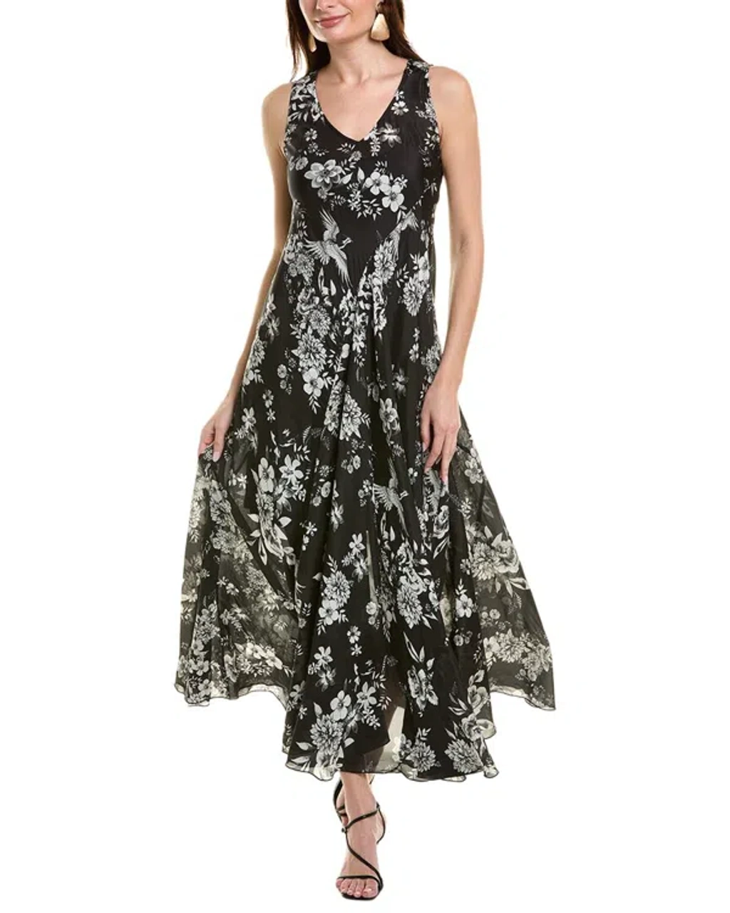 a line tea length formal dress Dave and Johnny 12400 Prom Dress - Lilac Print main image 1