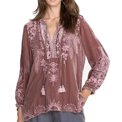Johnny Was Dylan Double Tassel Peasant Blouse In Vintage Rose In Pink