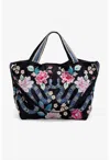 Johnny Was Edie Linen Tote Bag In Black In Black