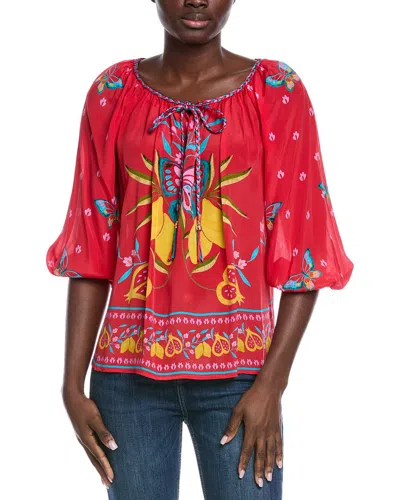 Johnny Was Ekaterina Silk-blend Blouse In Multi