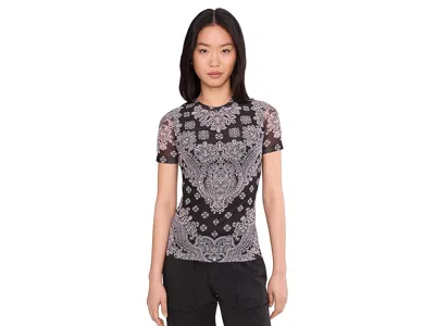 Johnny Was Eleanor Mesh Short Sleeve T-shirts In Black