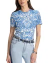 Johnny Was Eleanor Short Sleeve Mesh Tee In Jordi In Blue