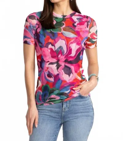 Johnny Was Eleanor Short Sleeve Mesh Tee In Ambre In Multi