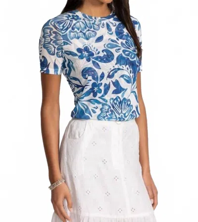 Johnny Was Eleanor Short Sleeve Mesh Tee In Bethany In Blue