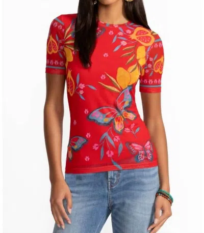 Johnny Was Eleanor Short Sleeve Mesh Tee In Ekaterina In Multi