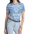Johnny Was Eleanor Short Sleeve Mesh Tee In Jordi In Blue