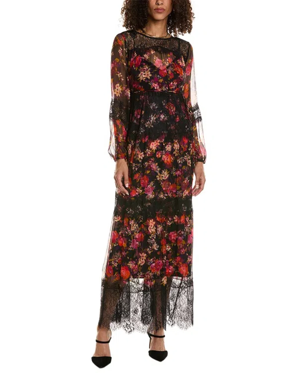 Johnny Was Ellie Lace Tiered Silk Maxi Dress In Multi | ModeSens