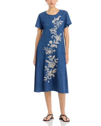 Johnny Was Elowen Embroidered Dress In Blue