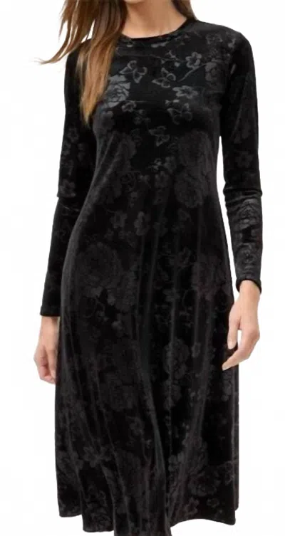 Johnny Was Embossed Stretch Velvet Dress In Black
