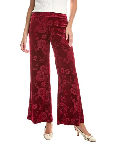 Johnny Was Embossed Stretch Velvet Wide Leg Pant In Brown