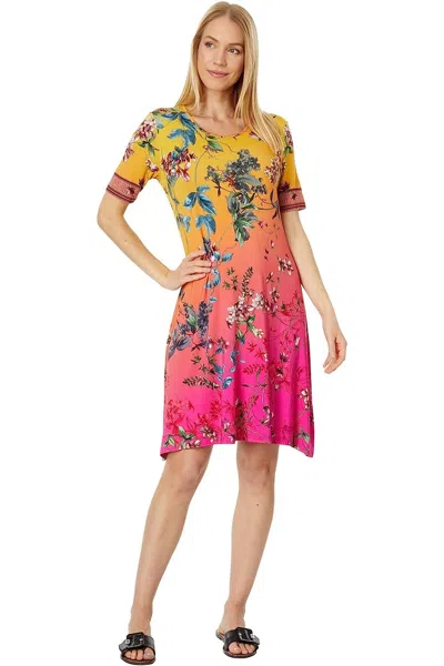 Johnny Was Emboy Swing Knit Mini Dress Multi In Yellow