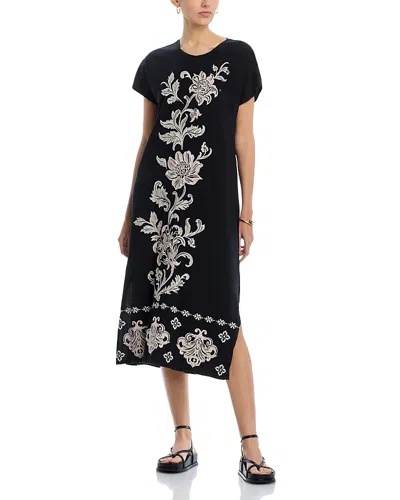 Johnny Was Embroidered Knit Dress In Black