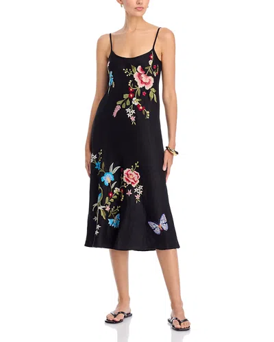 Johnny Was Embroidered Linen Slip Dress