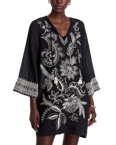 Johnny Was Embroidered Shift Dress In Black