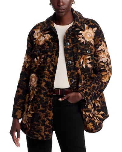 Johnny Was Embroidered Shirt Jacket In Brown