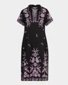 Johnny Was Embroidered Short-sleeve Tunic Dress