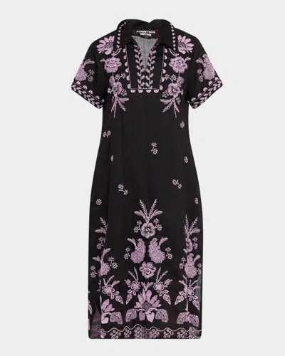 Johnny Was Embroidered Short-sleeve Tunic Dress