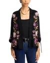 Johnny Was Embroidered Tie Sleeve Kimono In Black