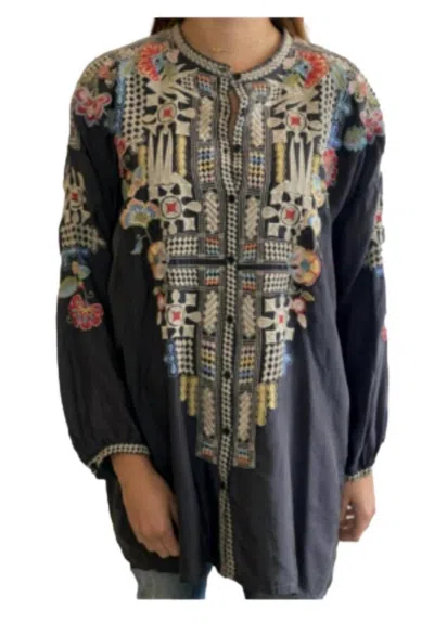 Johnny Was Embry Tunic Top In Graphite In Blue