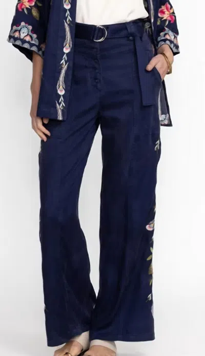 JOHNNY WAS EMIKA BELTED WIDE LEG PANT IN NAVY