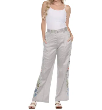 Johnny Was Emika Belted Wide Leg Pants In Sand In Gray