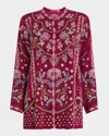 Johnny Was Emmea Audrey Floral-embroidered Tunic In Rose Wine