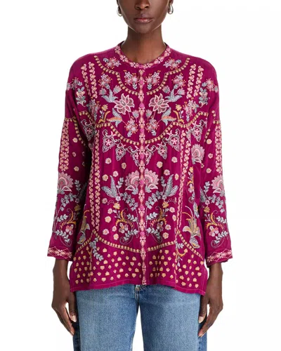 Johnny Was Emmea Slim Audrey Tunic In Rose Wine In Pink